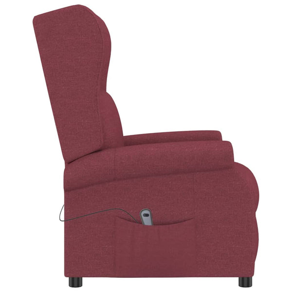 vidaXL Electric Recliner with Wingback Wine Red Fabric