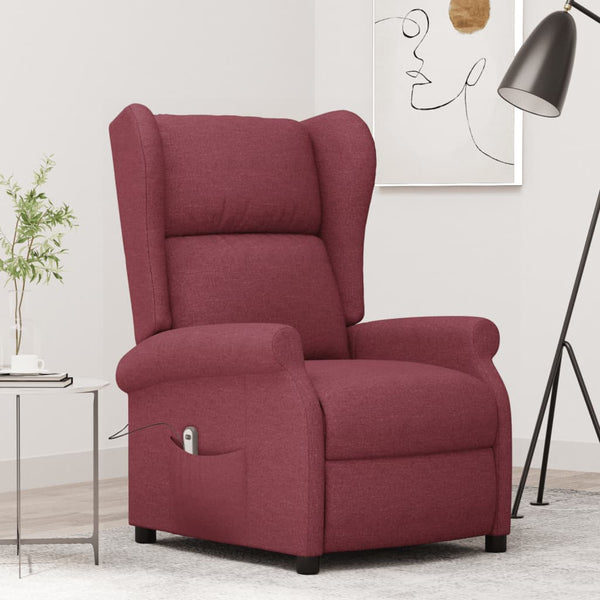 vidaXL Electric Recliner with Wingback Wine Red Fabric