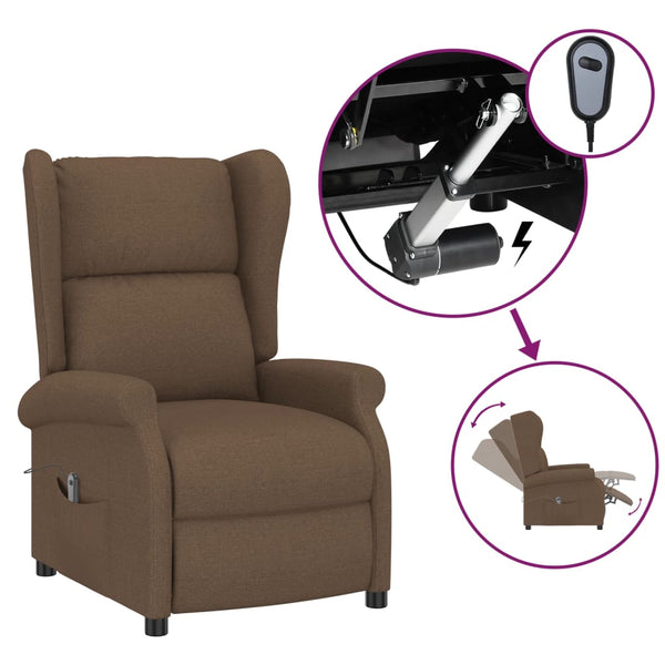 vidaXL Reclining Armchair Electric Brown Fabric