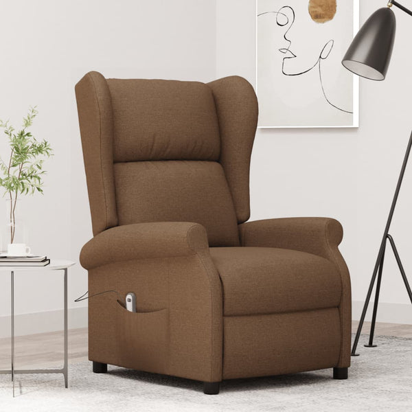 vidaXL Reclining Armchair Electric Brown Fabric