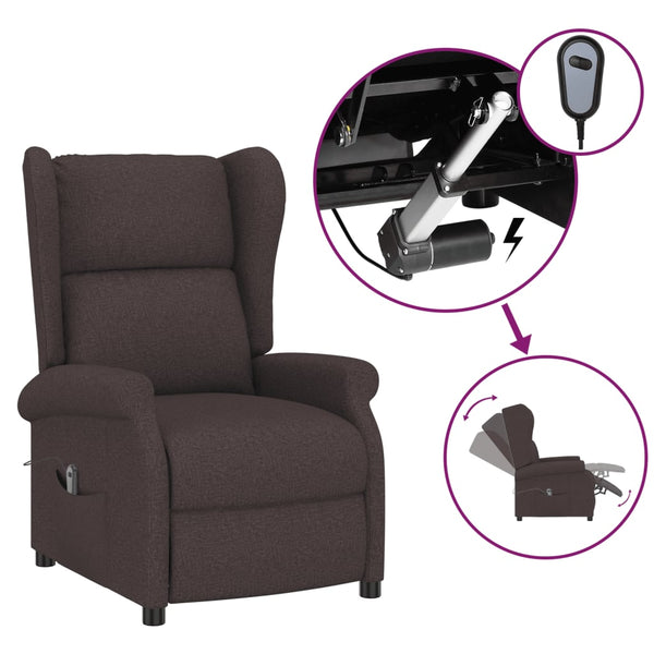 vidaXL Electric Recliner Armchair Dark Brown Fabric