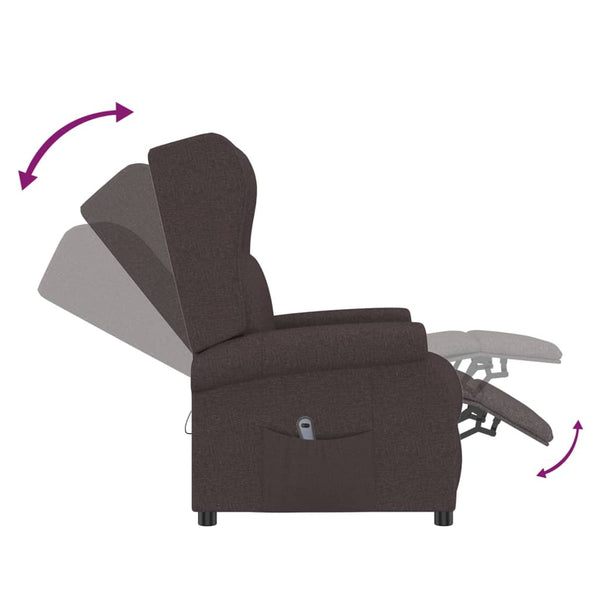 vidaXL Electric Recliner Armchair Dark Brown Fabric