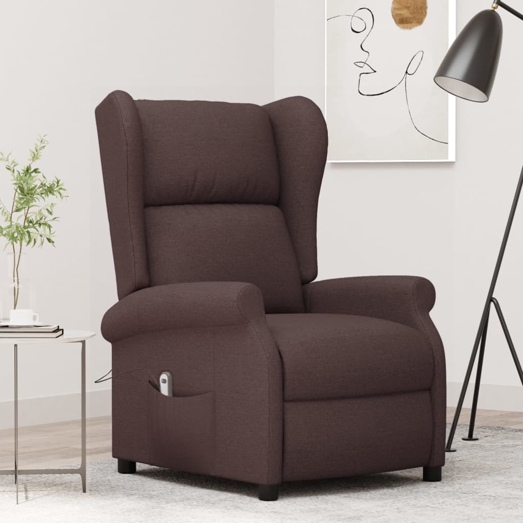 vidaXL Electric Recliner Armchair Dark Brown Fabric