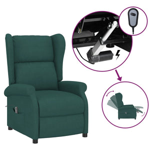 vidaXL Recliner Electric Dark Green Fabric