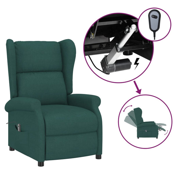 vidaXL Recliner Electric Dark Green Fabric