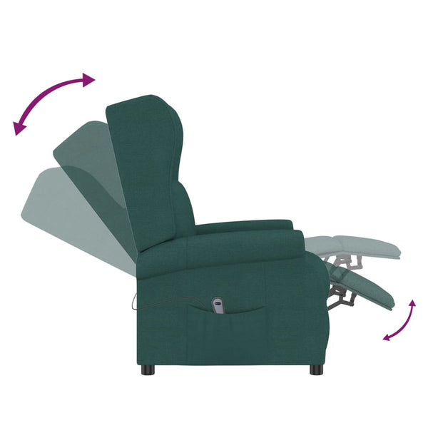 vidaXL Recliner Electric Dark Green Fabric