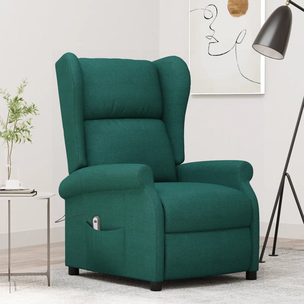 vidaXL Recliner Electric Dark Green Fabric