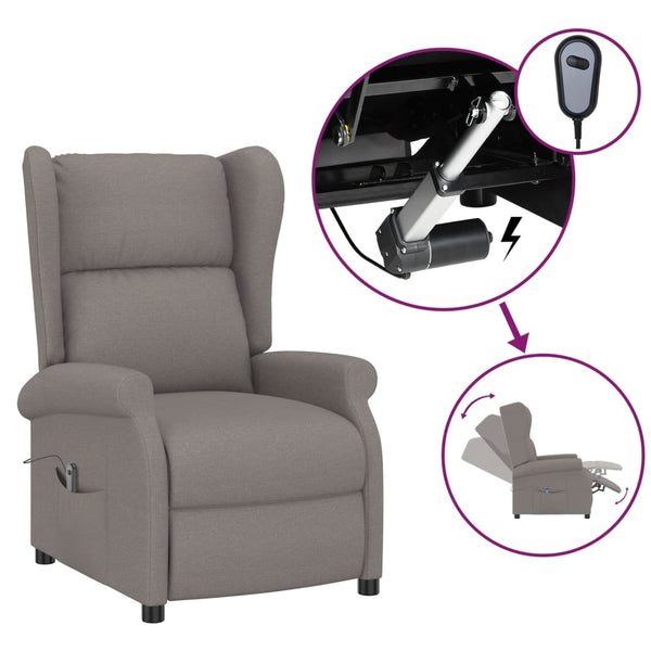 vidaXL Electric Reclining Armchair Taupe Fabric