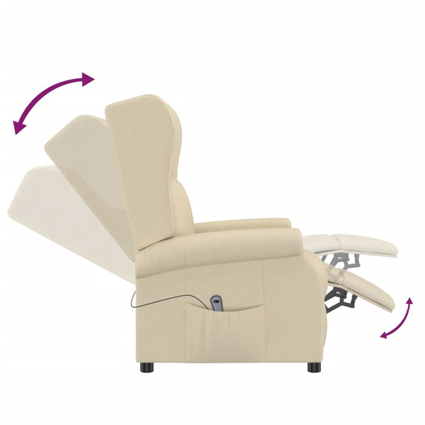 vidaXL Recliner Armchair with Reclining Function Electric Cream Fabric