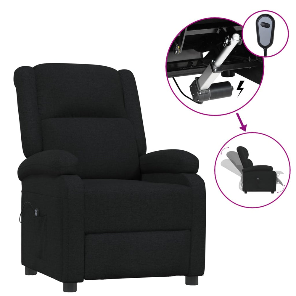 vidaXL Electric Recliner Black Fabric