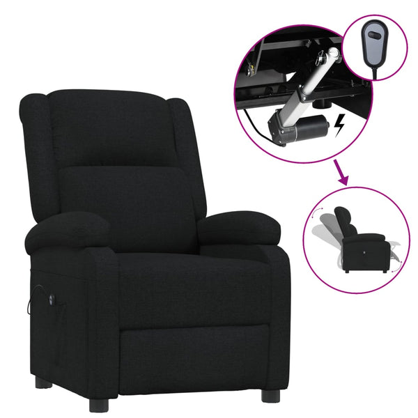 vidaXL Electric Recliner Black Fabric