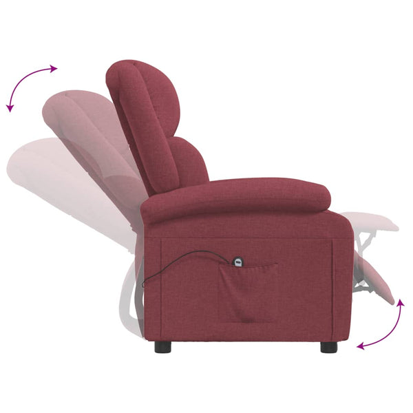 vidaXL Electric Recliner Wine Red Fabric