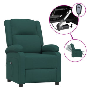 vidaXL Electric Recliner Dark Green Fabric