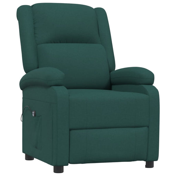 vidaXL Electric Recliner Dark Green Fabric