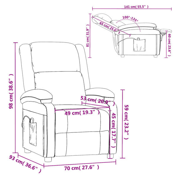vidaXL Electric Recliner Dark Green Fabric
