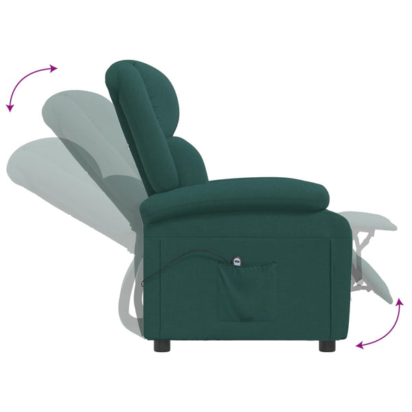 vidaXL Electric Recliner Dark Green Fabric