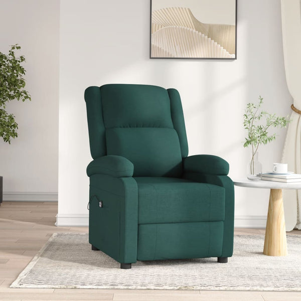vidaXL Electric Recliner Dark Green Fabric