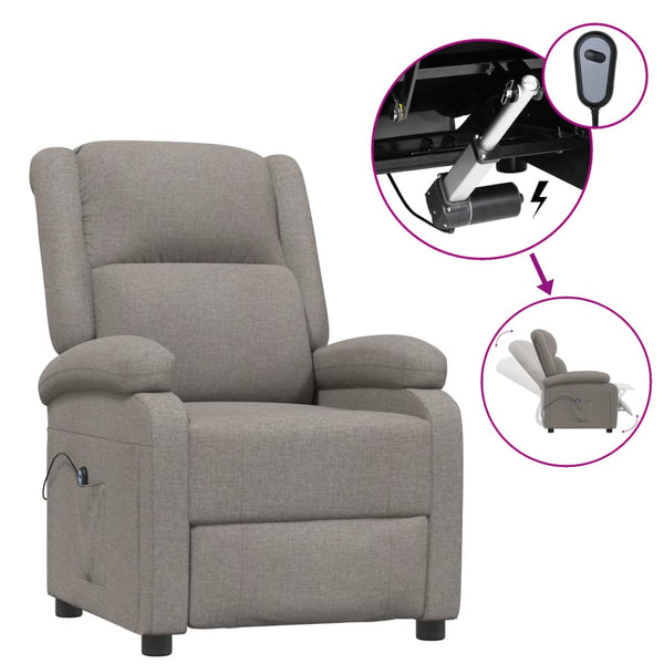 vidaXL Electric Recliner Taupe Fabric