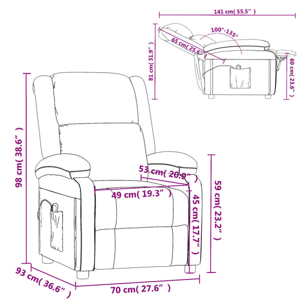 vidaXL Electric Recliner Taupe Fabric