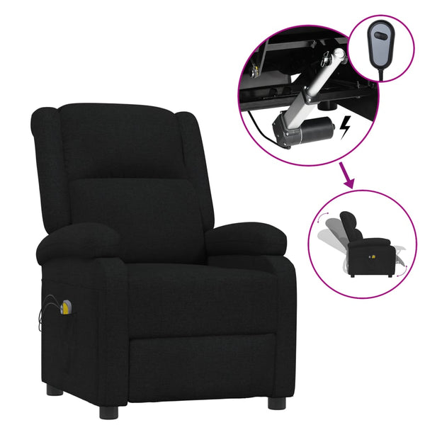vidaXL Electric Massage Chair Black Fabric