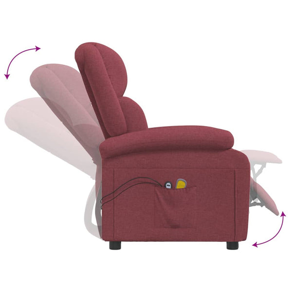 vidaXL Electric Massage Chair Wine Red Fabric