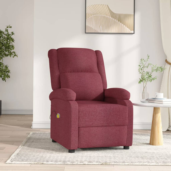 vidaXL Electric Massage Chair Wine Red Fabric