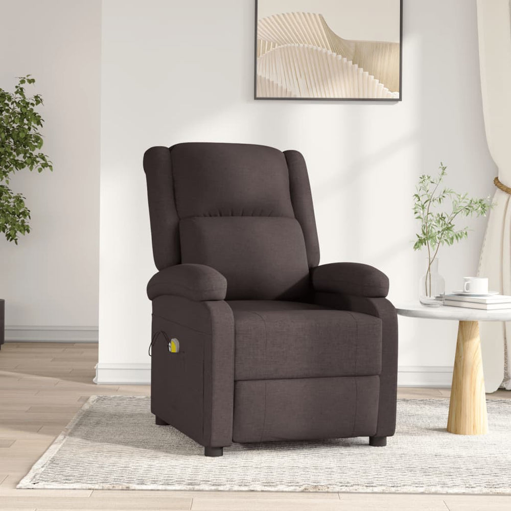 vidaXL Electric Massage Armchair Dark Brown Fabric