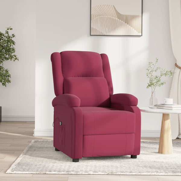 Relaxsessel Elektrisch Weinrot Samt