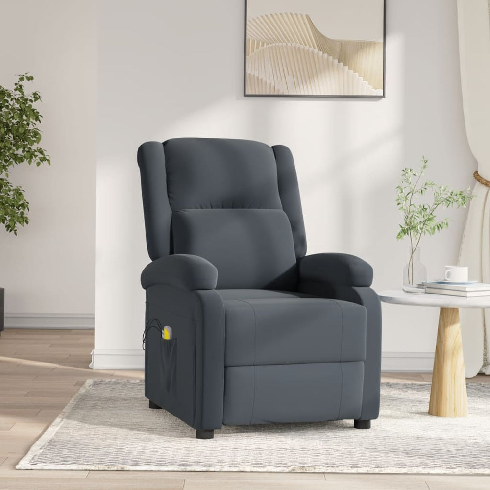 Massagesessel Elektrisch Dunkelgrau Samt