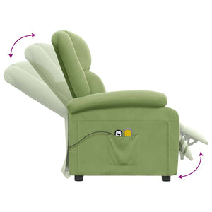 Elektrischer Massagesessel Hellgrün Samt