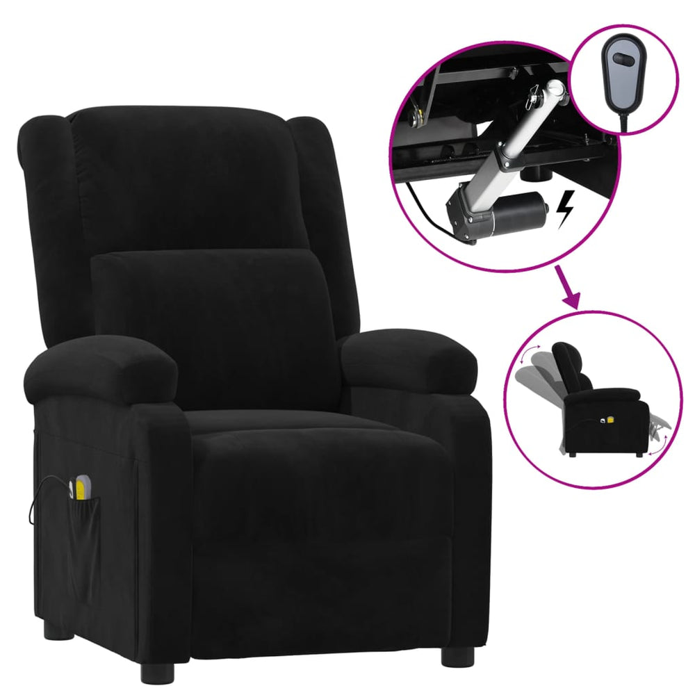 Massagesessel Elektrisch Schwarz Samt