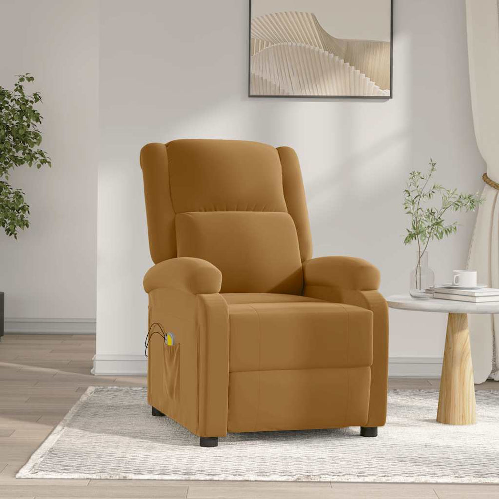Massagesessel Elektrisch Braun Samt