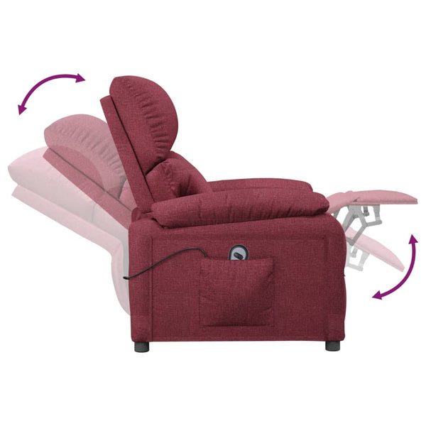 Relaxsessel Elektrisch Weinrot Stoff