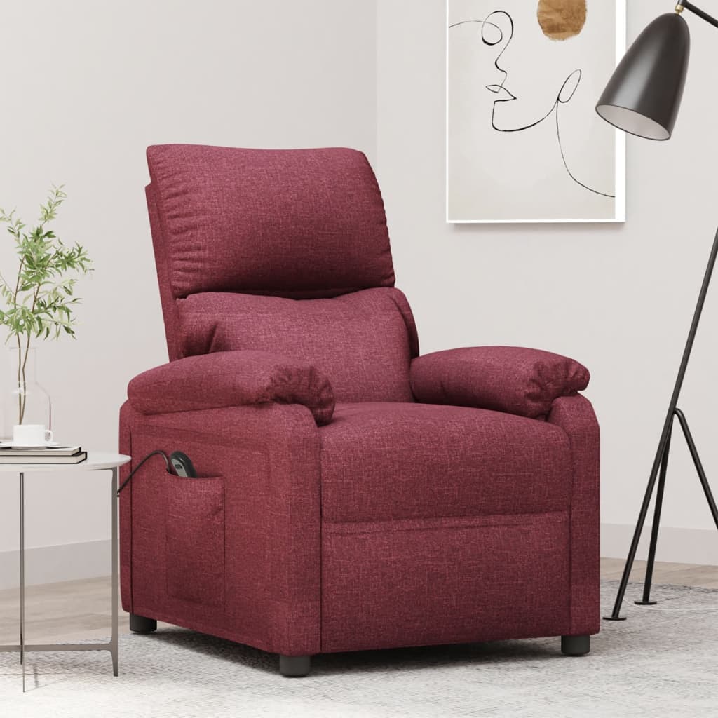 Relaxsessel Elektrisch Weinrot Stoff