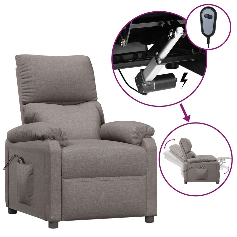 Relaxsessel Elektrisch Taupe Stoff