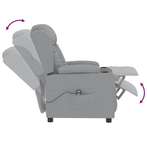 vidaXL Electric Recliner Light Grey Fabric