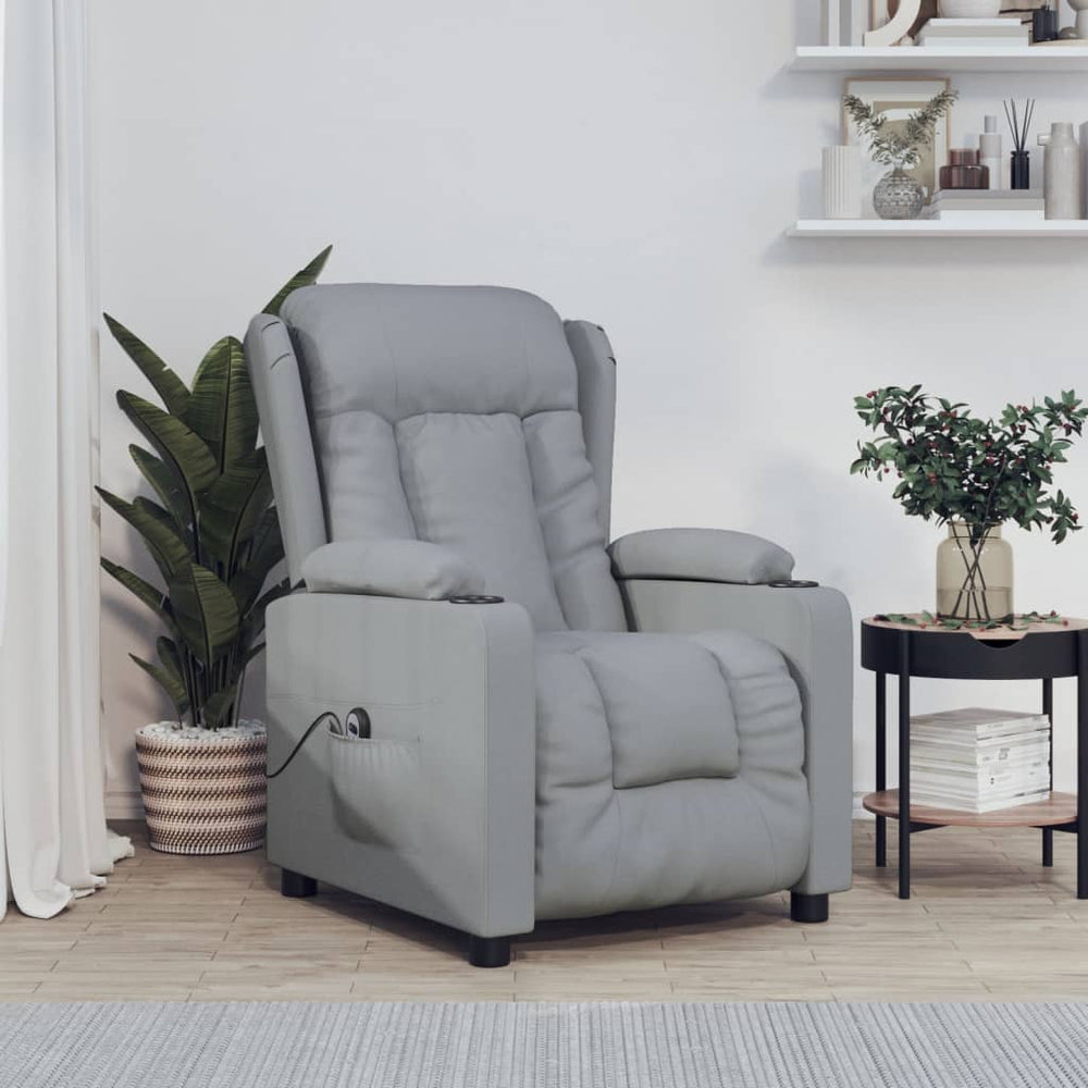 vidaXL Electric Recliner Light Grey Fabric