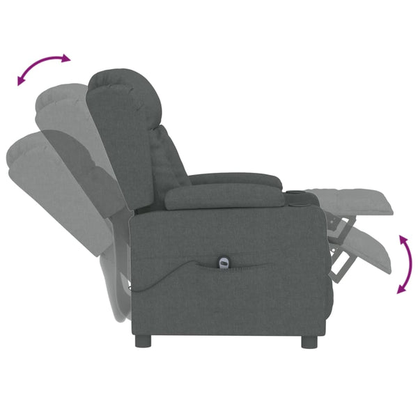 vidaXL Electric Recliner Dark Grey Fabric