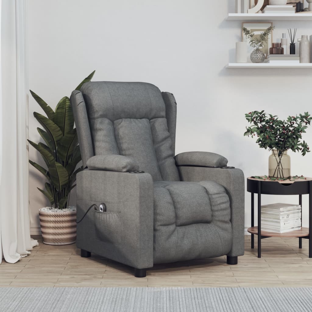 vidaXL Electric Recliner Dark Grey Fabric