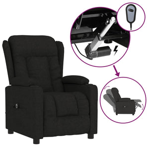 vidaXL Electric Recliner Black Fabric
