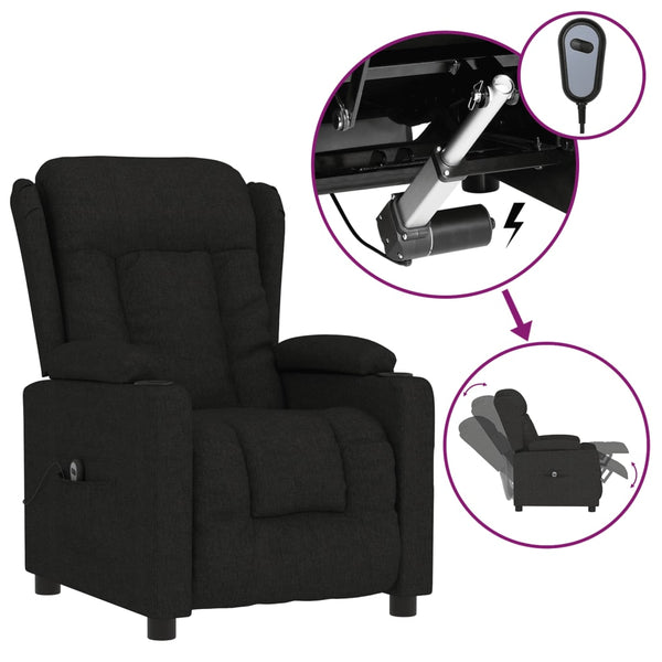 vidaXL Electric Recliner Black Fabric