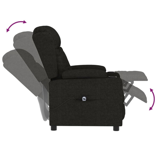 vidaXL Electric Recliner Black Fabric