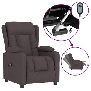 vidaXL Electric Recliner Dark Brown Fabric