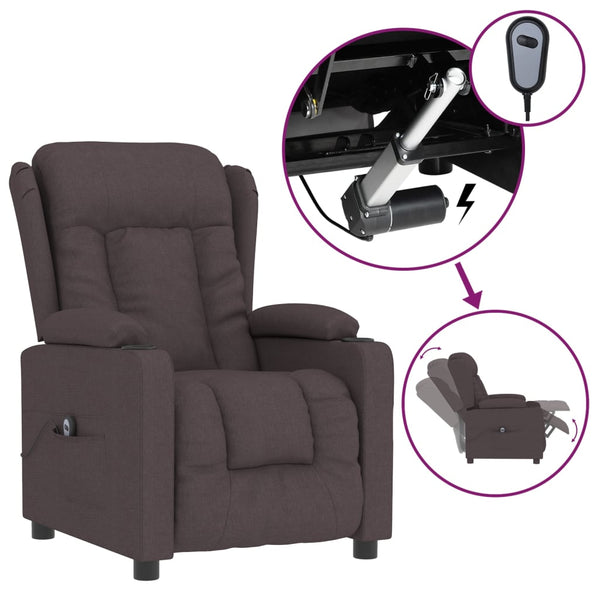 vidaXL Electric Recliner Dark Brown Fabric
