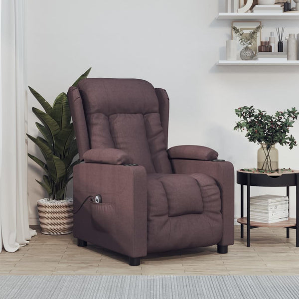 vidaXL Electric Recliner Dark Brown Fabric
