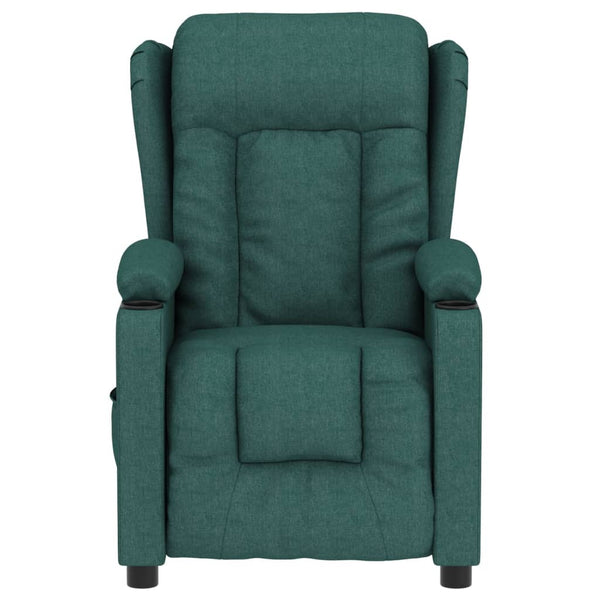 vidaXL Electric Recliner Dark Green Fabric