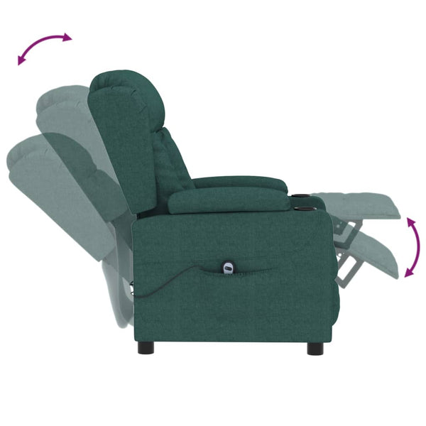 vidaXL Electric Recliner Dark Green Fabric