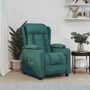 vidaXL Electric Recliner Dark Green Fabric