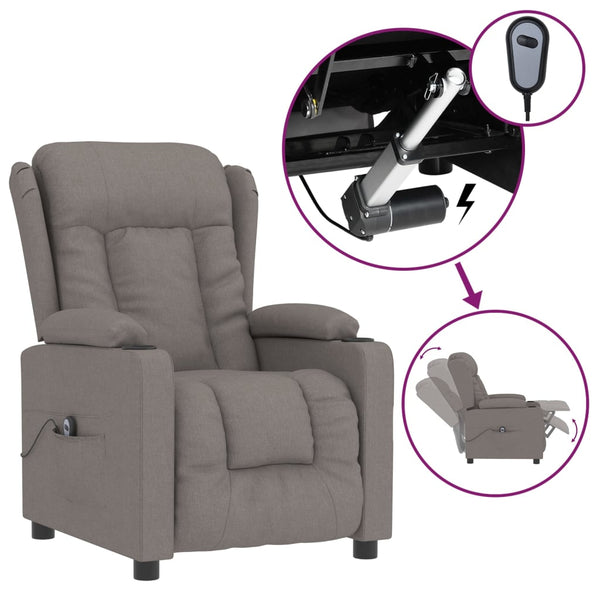 vidaXL Electric Recliner Taupe Fabric
