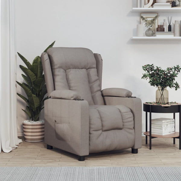 vidaXL Electric Recliner Taupe Fabric